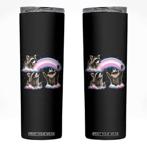 Howling Raccoon LGBTQ Pride Skinny Tumbler Rainbow Trash Panda Support TS12 Black Print Your Wear