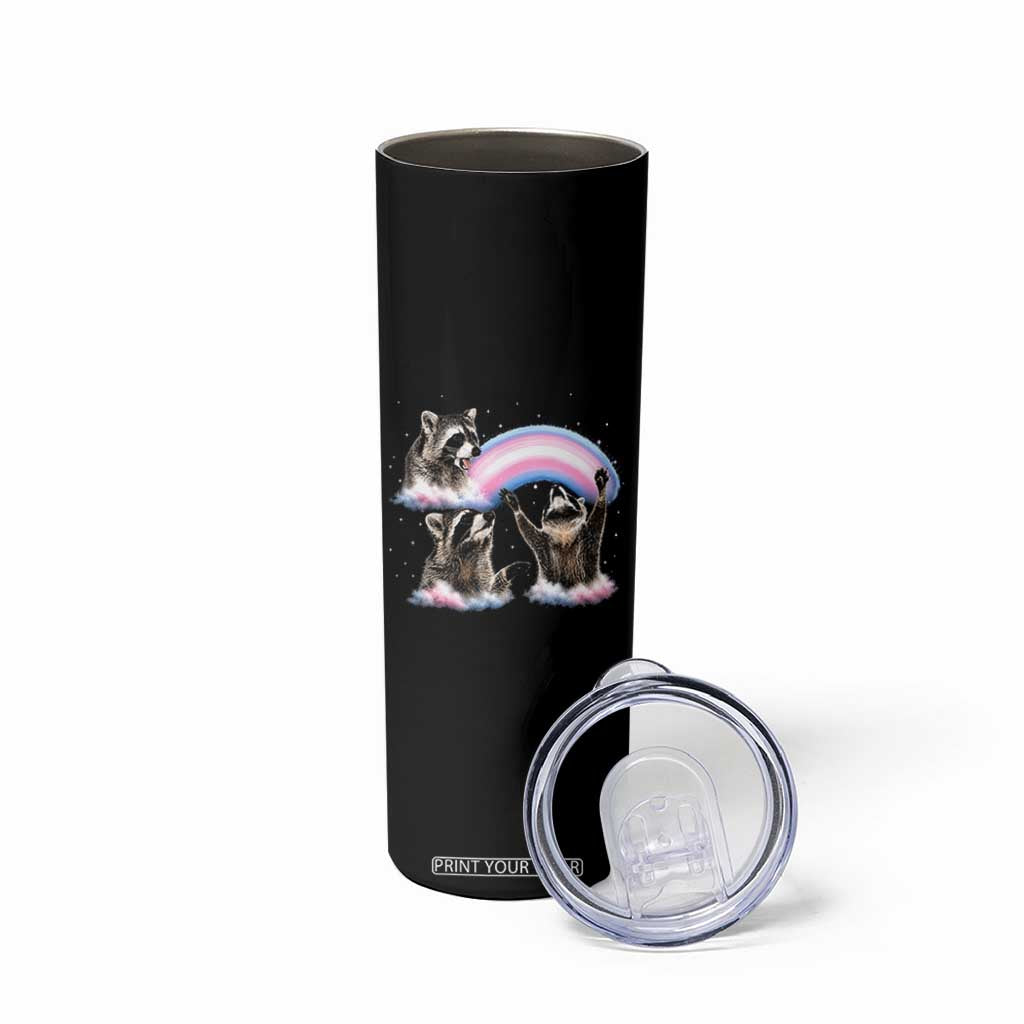 Howling Raccoon LGBTQ Pride Skinny Tumbler Rainbow Trash Panda Support TS12 Print Your Wear