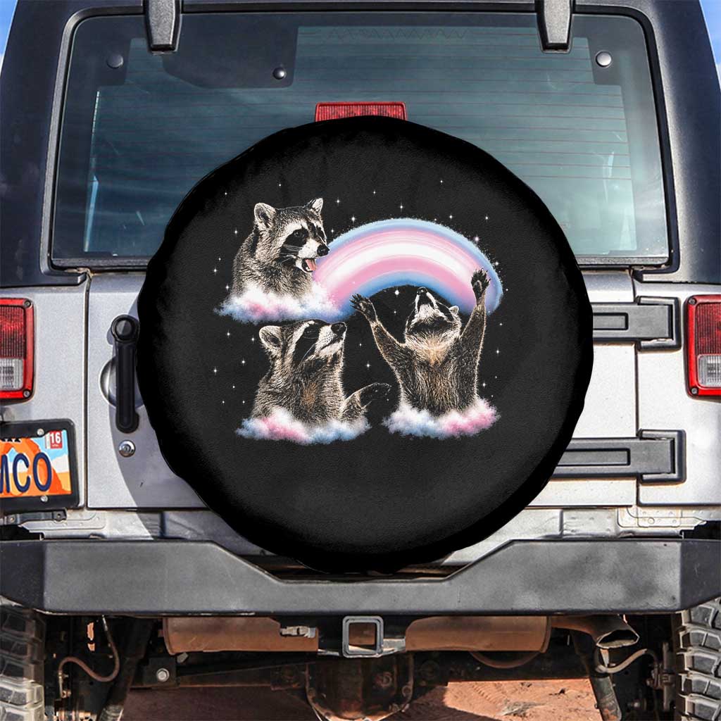 Howling Raccoon LGBTQ Pride Spare Tire Cover Rainbow Trash Panda Support