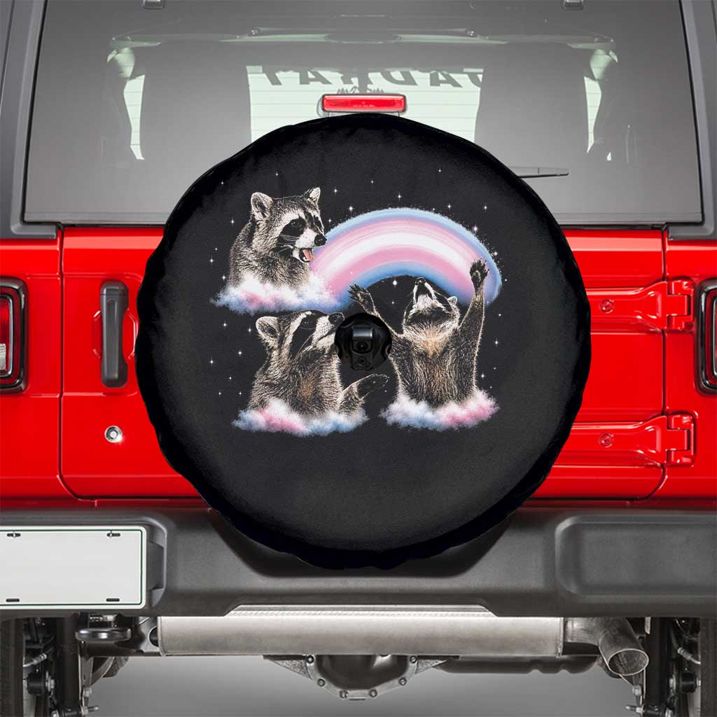 Howling Raccoon LGBTQ Pride Spare Tire Cover Rainbow Trash Panda Support