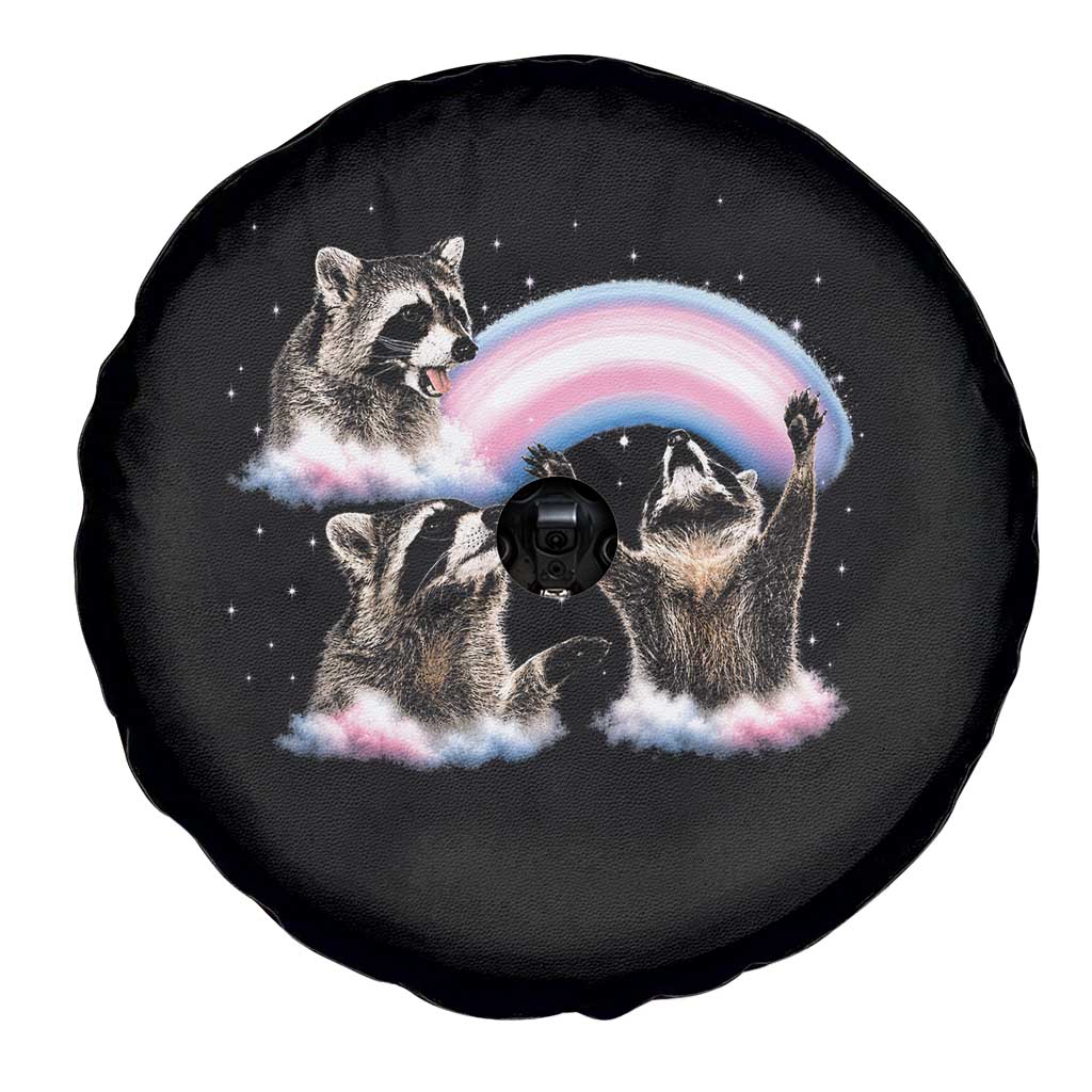Howling Raccoon LGBTQ Pride Spare Tire Cover Rainbow Trash Panda Support