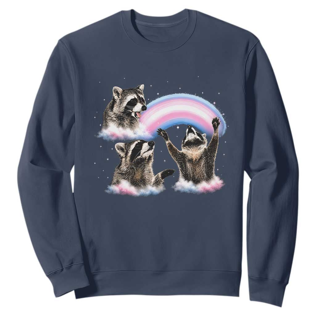 Howling Raccoon LGBTQ Pride Sweatshirt Rainbow Trash Panda Support TS12 Navy Print Your Wear