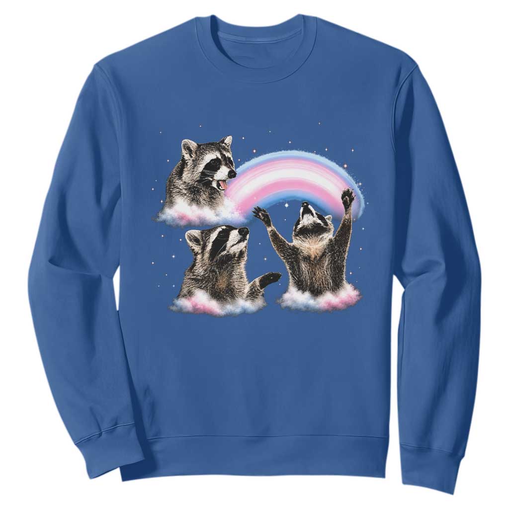 Howling Raccoon LGBTQ Pride Sweatshirt Rainbow Trash Panda Support TS12 Royal Blue Print Your Wear