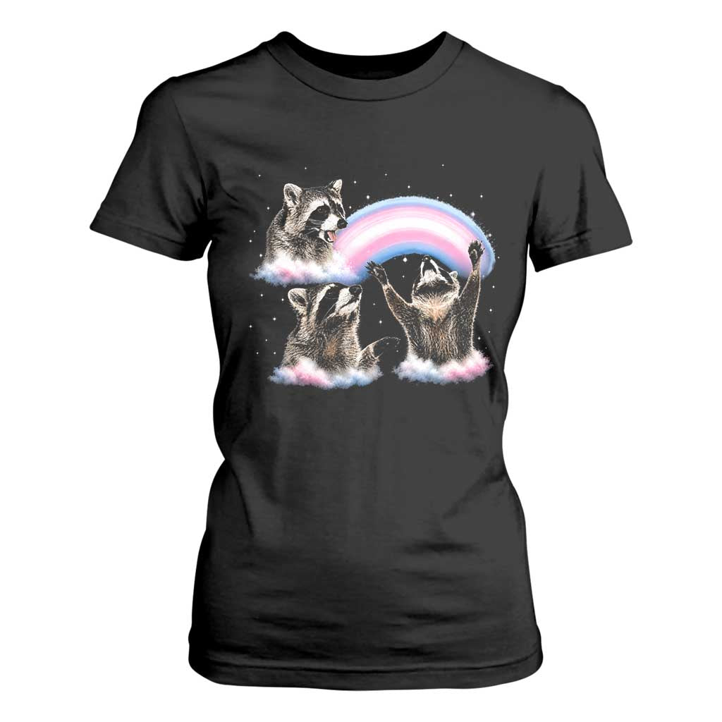 Howling Raccoon LGBTQ Pride T Shirt For Women Rainbow Trash Panda Support TS12 Black Print Your Wear
