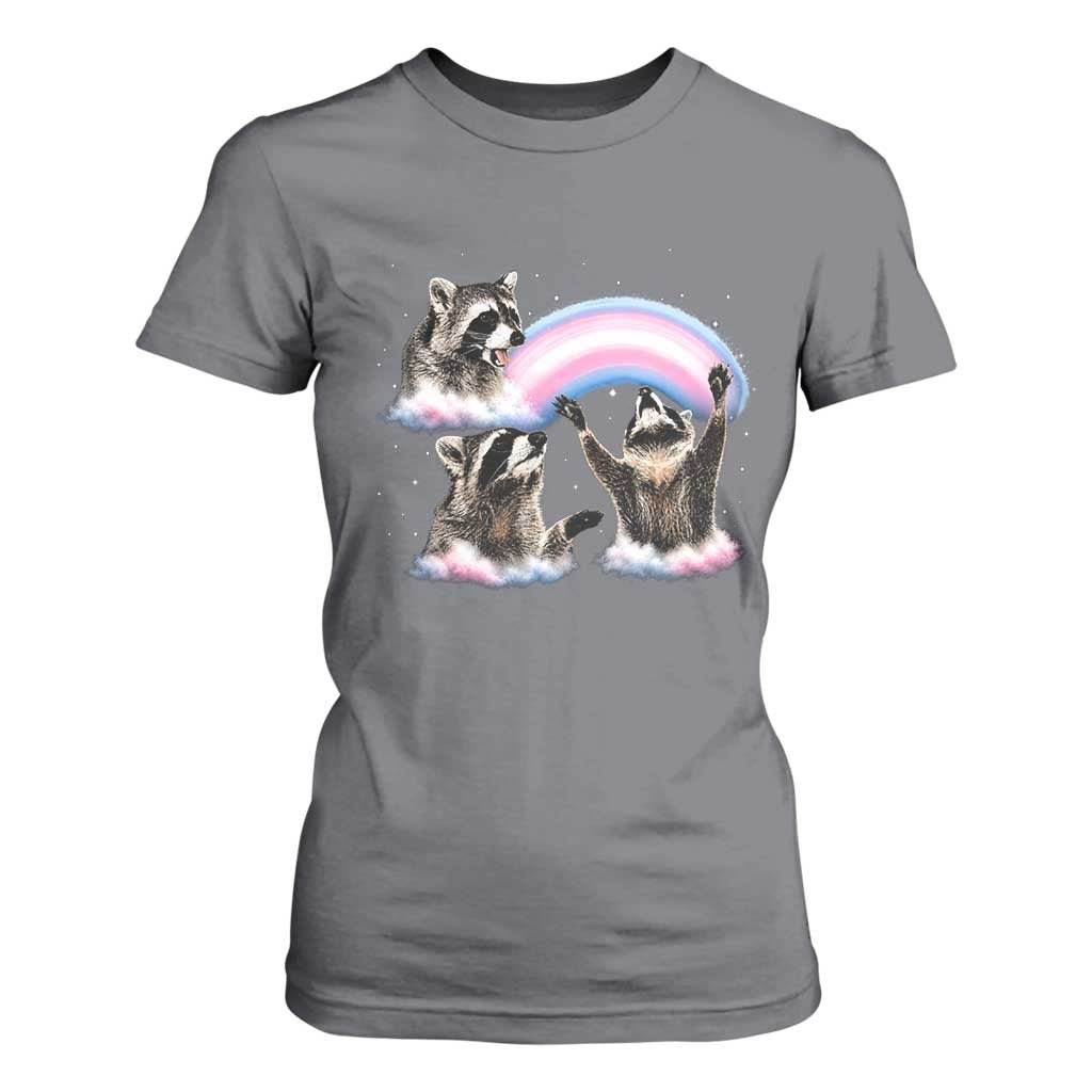 Howling Raccoon LGBTQ Pride T Shirt For Women Rainbow Trash Panda Support TS12 Charcoal Print Your Wear