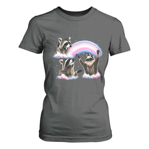 Howling Raccoon LGBTQ Pride T Shirt For Women Rainbow Trash Panda Support TS12 Dark Heather Print Your Wear