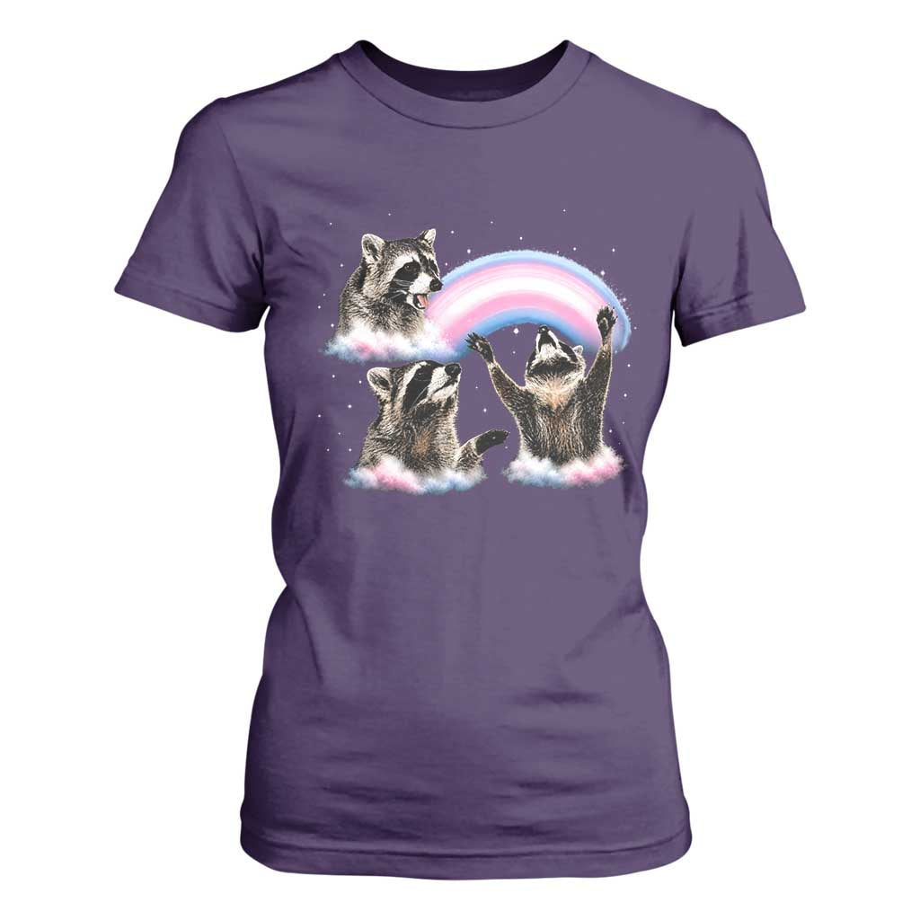 Howling Raccoon LGBTQ Pride T Shirt For Women Rainbow Trash Panda Support TS12 Purple Print Your Wear