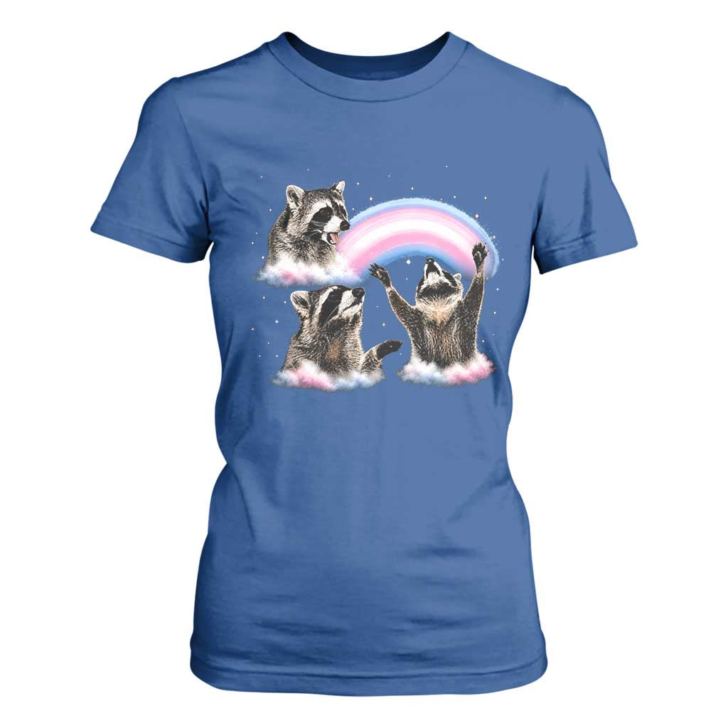 Howling Raccoon LGBTQ Pride T Shirt For Women Rainbow Trash Panda Support TS12 Royal Blue Print Your Wear