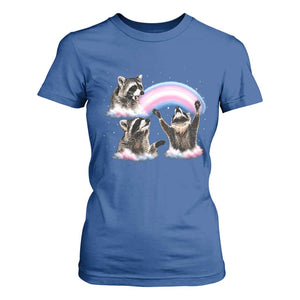 Howling Raccoon LGBTQ Pride T Shirt For Women Rainbow Trash Panda Support TS12 Royal Blue Print Your Wear