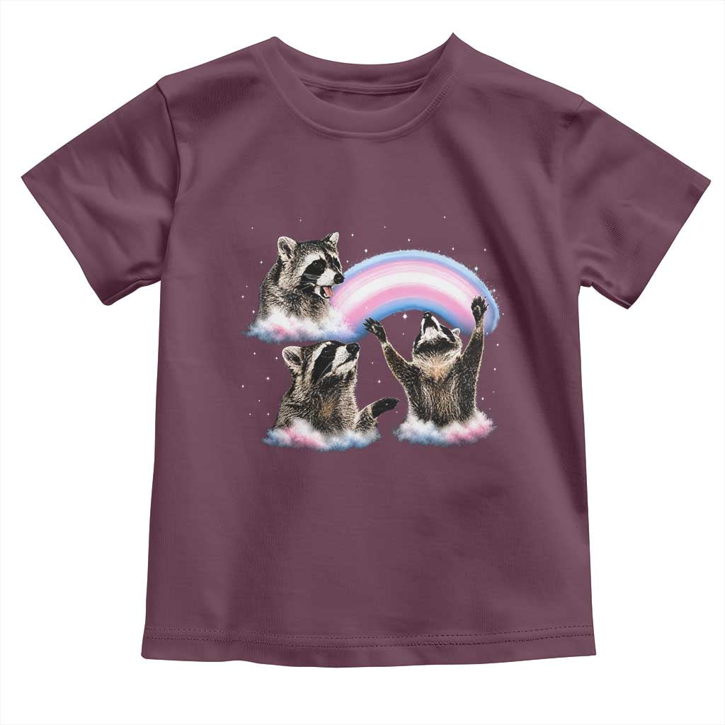 Howling Raccoon LGBTQ Pride Toddler T Shirt Rainbow Trash Panda Support TS12 Maroon Print Your Wear