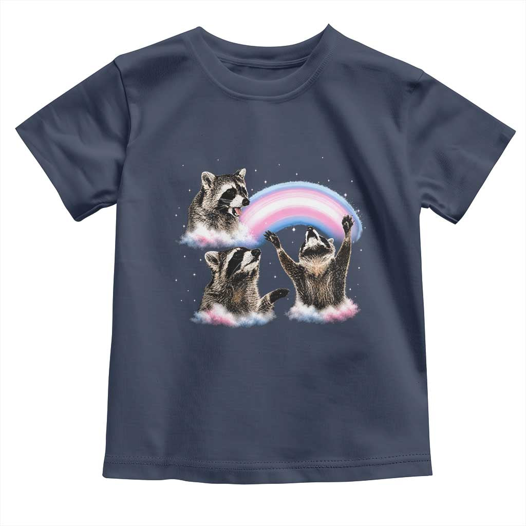 Howling Raccoon LGBTQ Pride Toddler T Shirt Rainbow Trash Panda Support TS12 Navy Print Your Wear