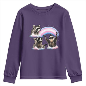 Howling Raccoon LGBTQ Pride Youth Sweatshirt Rainbow Trash Panda Support