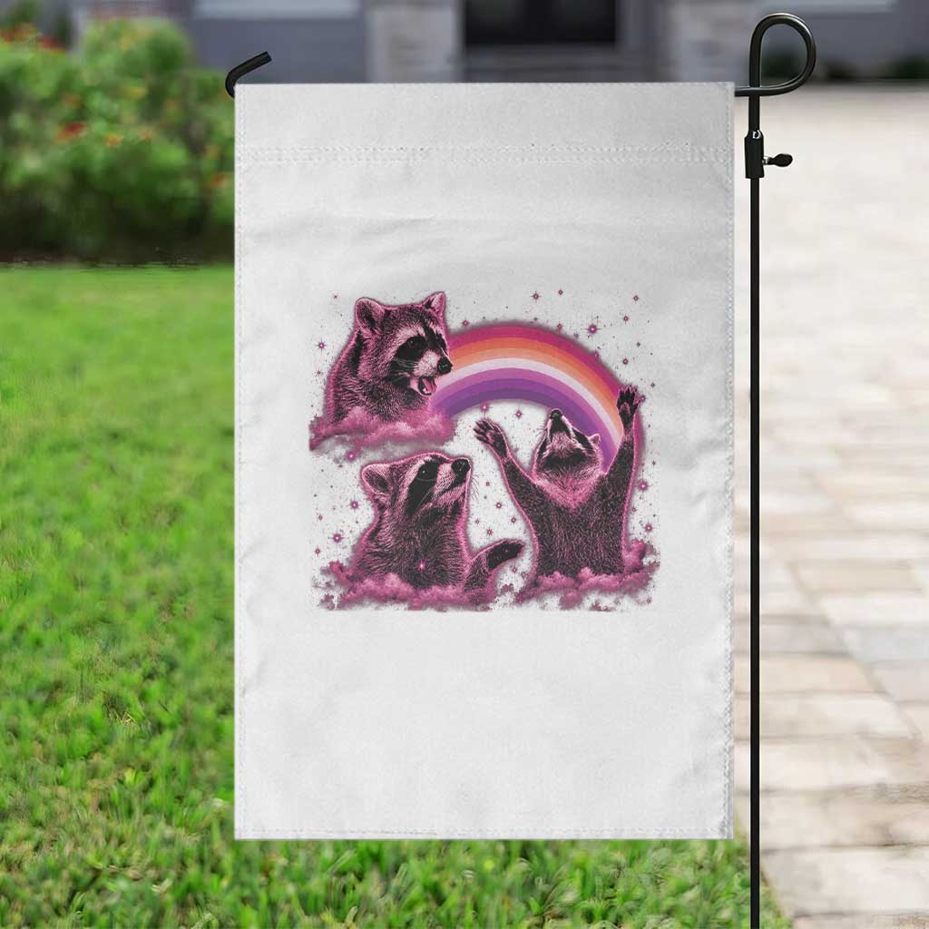 Funny Pink Raccoon Live Laugh Garden Flag Lesbian Pride Month TS12 Print Your Wear