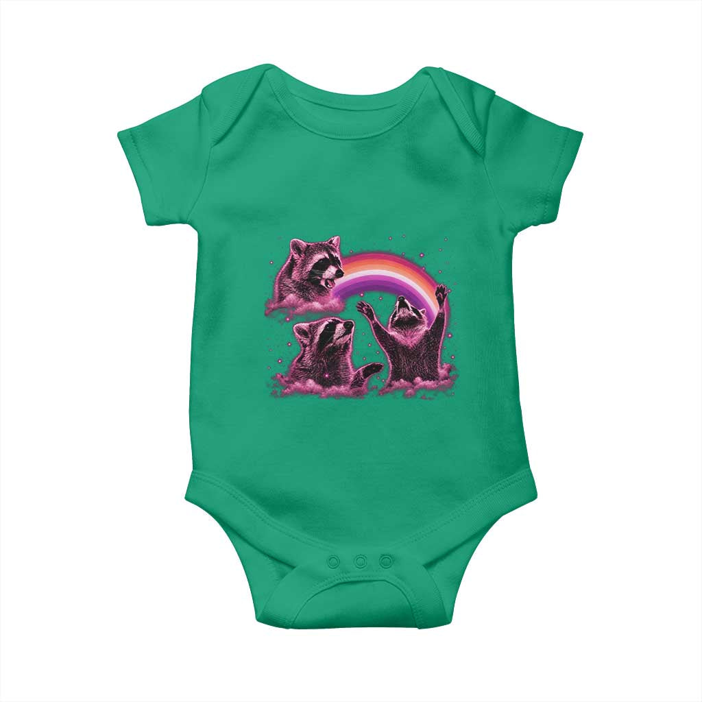 Funny Pink Raccoon Live Laugh Baby Onesie Lesbian Pride Month TS12 Irish Green Print Your Wear