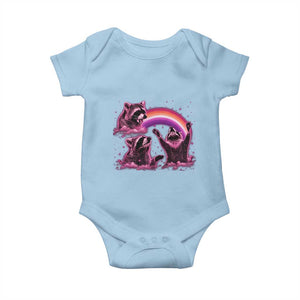Funny Pink Raccoon Live Laugh Baby Onesie Lesbian Pride Month TS12 Light Blue Print Your Wear