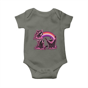 Funny Pink Raccoon Live Laugh Baby Onesie Lesbian Pride Month TS12 Military Green Print Your Wear