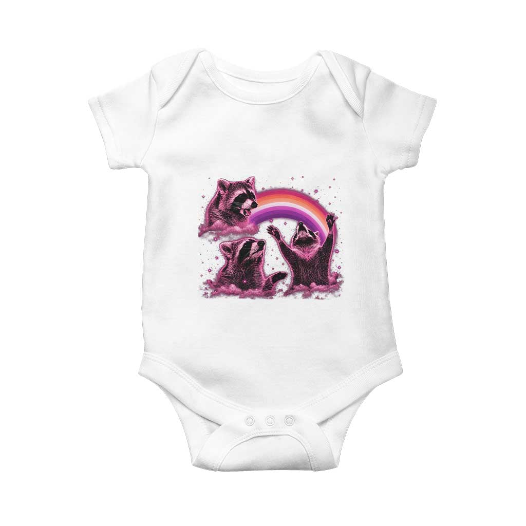 Funny Pink Raccoon Live Laugh Baby Onesie Lesbian Pride Month TS12 White Print Your Wear