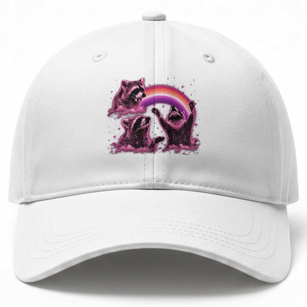Funny Pink Raccoon Live Laugh Baseball Cap Lesbian Pride Month