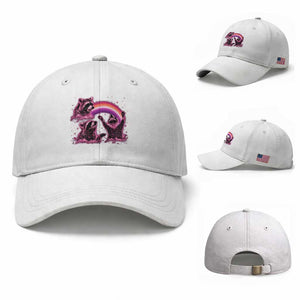Funny Pink Raccoon Live Laugh Baseball Cap Lesbian Pride Month