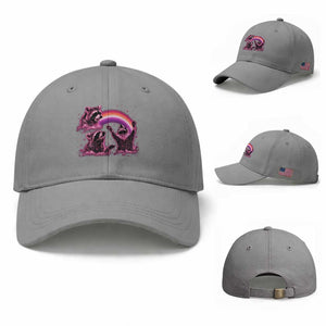 Funny Pink Raccoon Live Laugh Baseball Cap Lesbian Pride Month