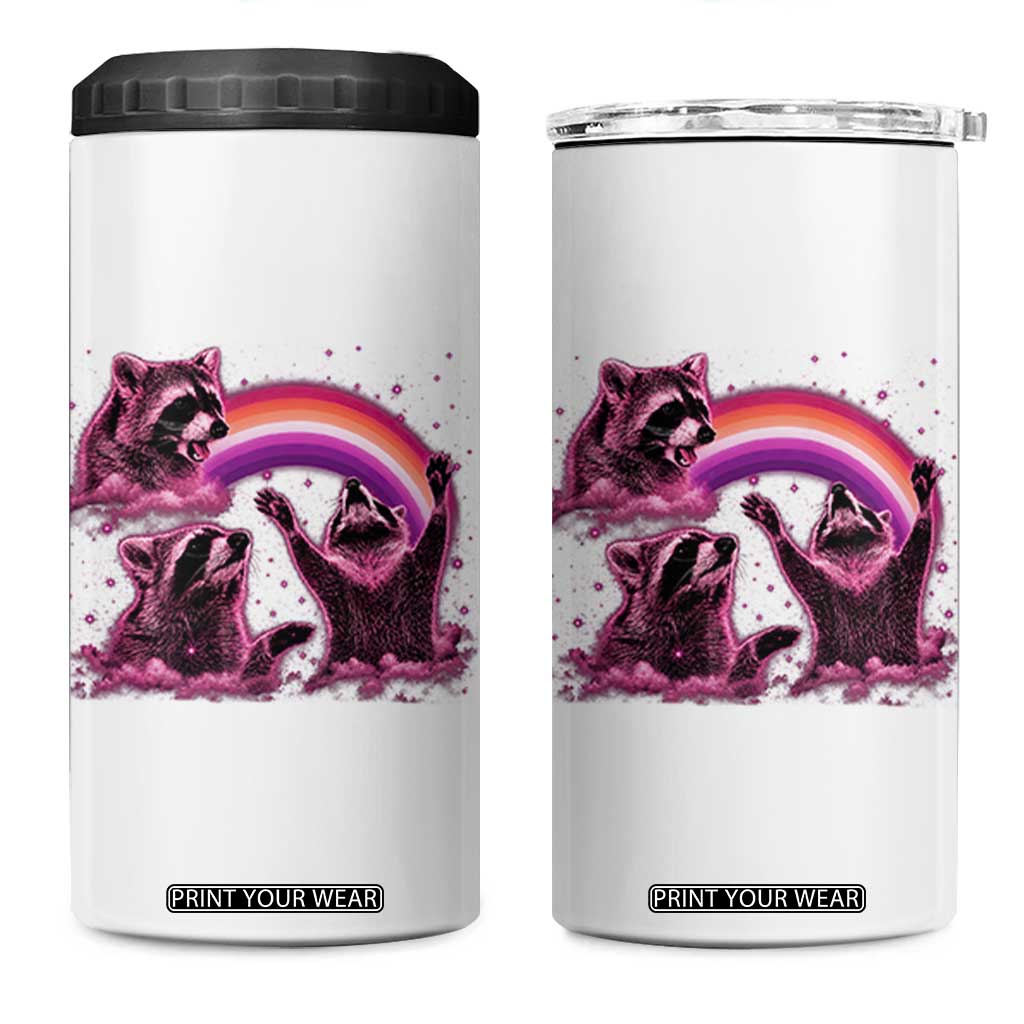 Funny Pink Raccoon Live Laugh 4 in 1 Can Cooler Tumbler Lesbian Pride Month TS12 One Size: 16 oz White Print Your Wear