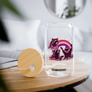 Funny Pink Raccoon Live Laugh Glass Can Lesbian Pride Month