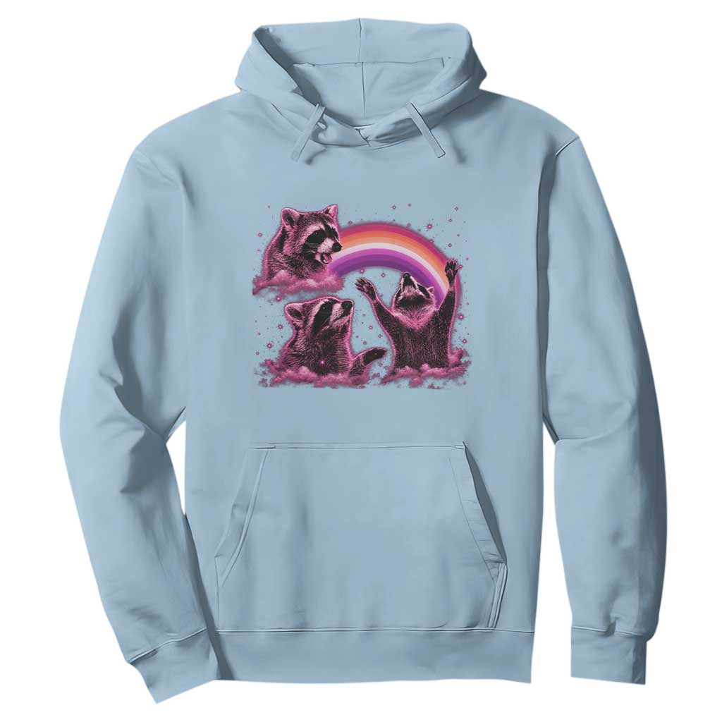 Funny Pink Raccoon Live Laugh Hoodie Lesbian Pride Month TS12 Light Blue Print Your Wear