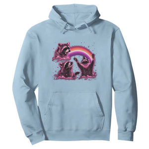 Funny Pink Raccoon Live Laugh Hoodie Lesbian Pride Month TS12 Light Blue Print Your Wear