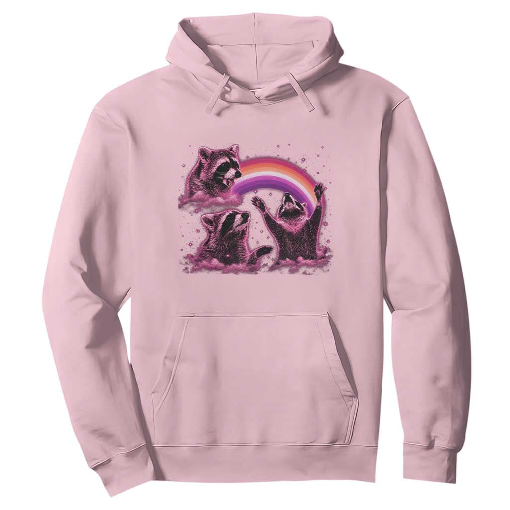 Funny Pink Raccoon Live Laugh Hoodie Lesbian Pride Month TS12 Light Pink Print Your Wear