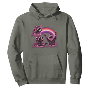 Funny Pink Raccoon Live Laugh Hoodie Lesbian Pride Month TS12 Military Green Print Your Wear