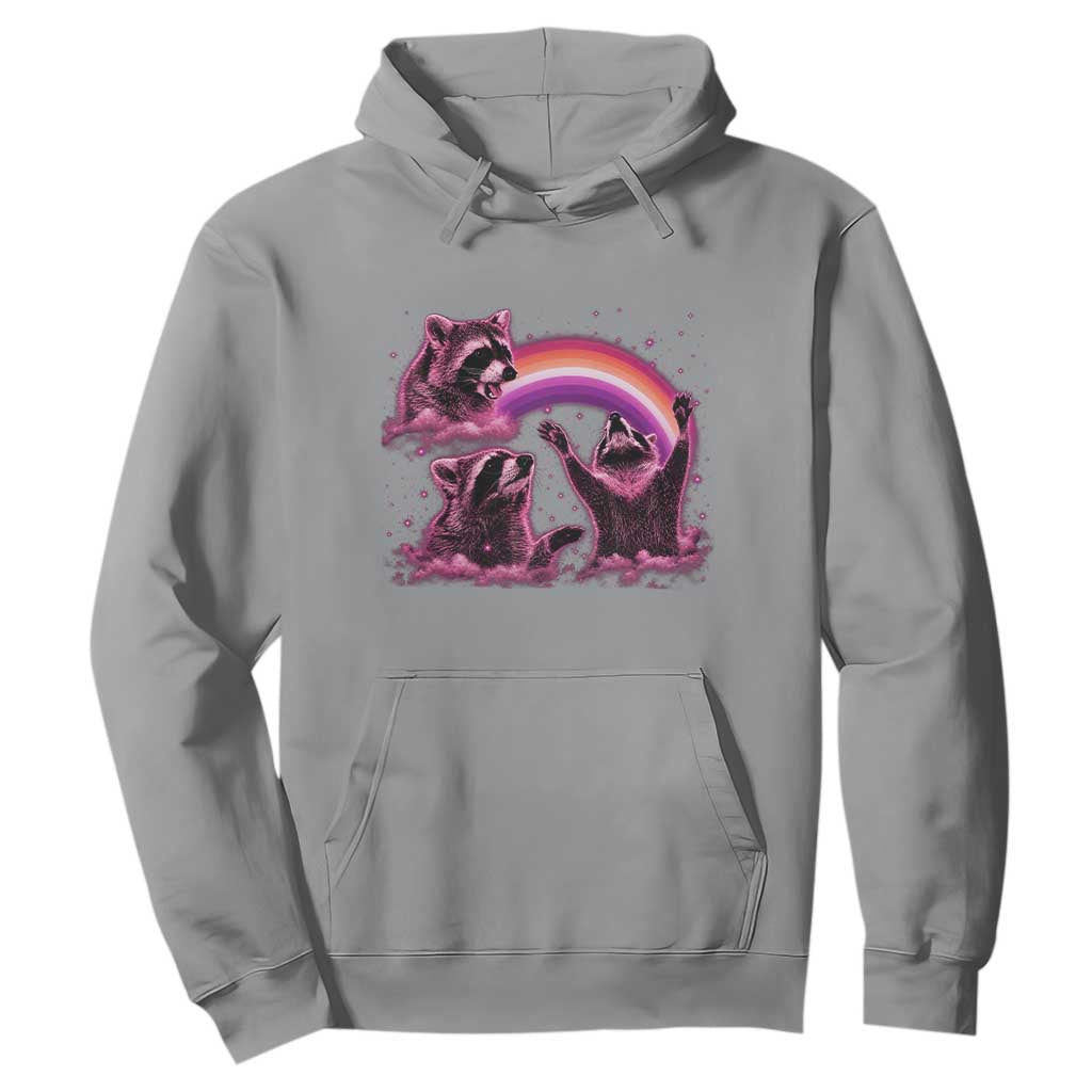 Funny Pink Raccoon Live Laugh Hoodie Lesbian Pride Month TS12 Sport Gray Print Your Wear