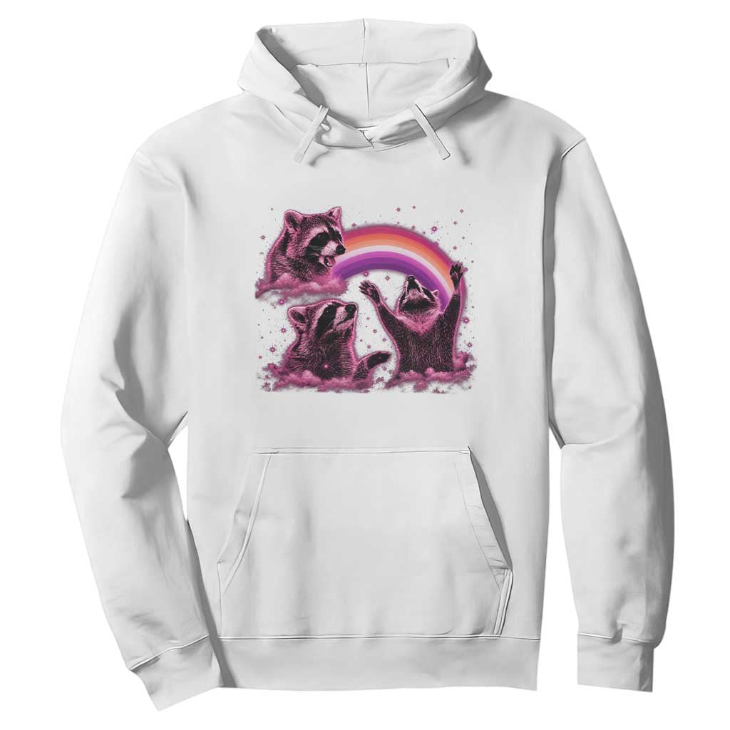 Funny Pink Raccoon Live Laugh Hoodie Lesbian Pride Month TS12 White Print Your Wear