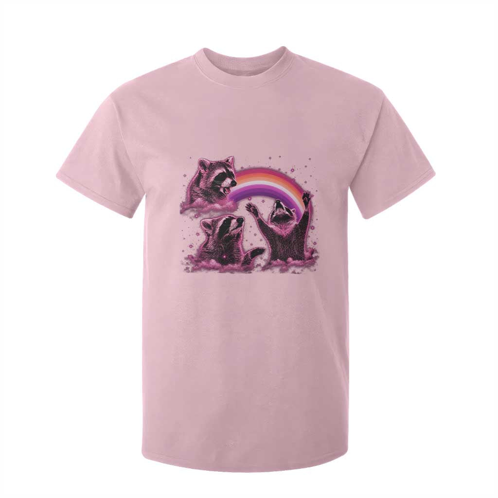 Funny Pink Raccoon Live Laugh T Shirt For Kid Lesbian Pride Month