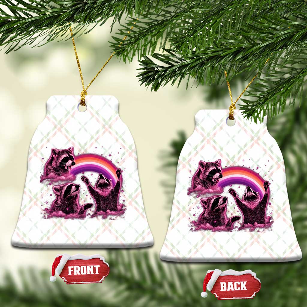 Funny Pink Raccoon Live Laugh Ceramic Ornament Lesbian Pride Month