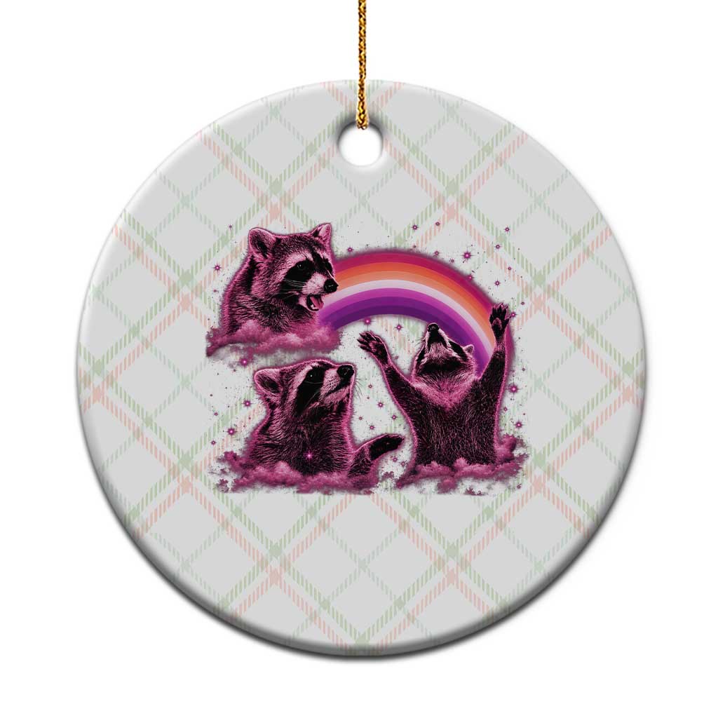 Funny Pink Raccoon Live Laugh Ceramic Ornament Lesbian Pride Month