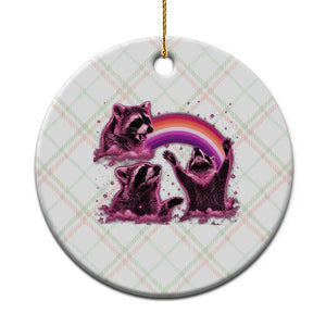 Funny Pink Raccoon Live Laugh Ceramic Ornament Lesbian Pride Month