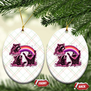 Funny Pink Raccoon Live Laugh Ceramic Ornament Lesbian Pride Month