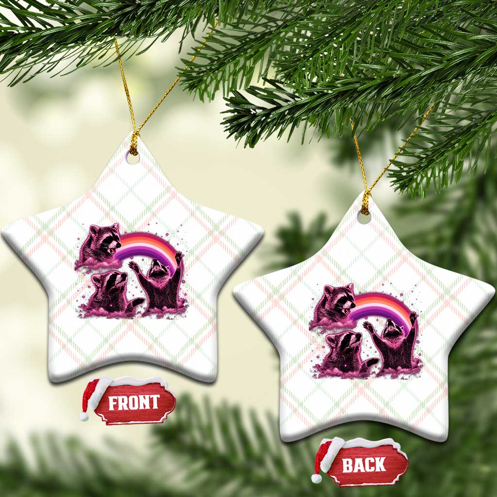 Funny Pink Raccoon Live Laugh Ceramic Ornament Lesbian Pride Month