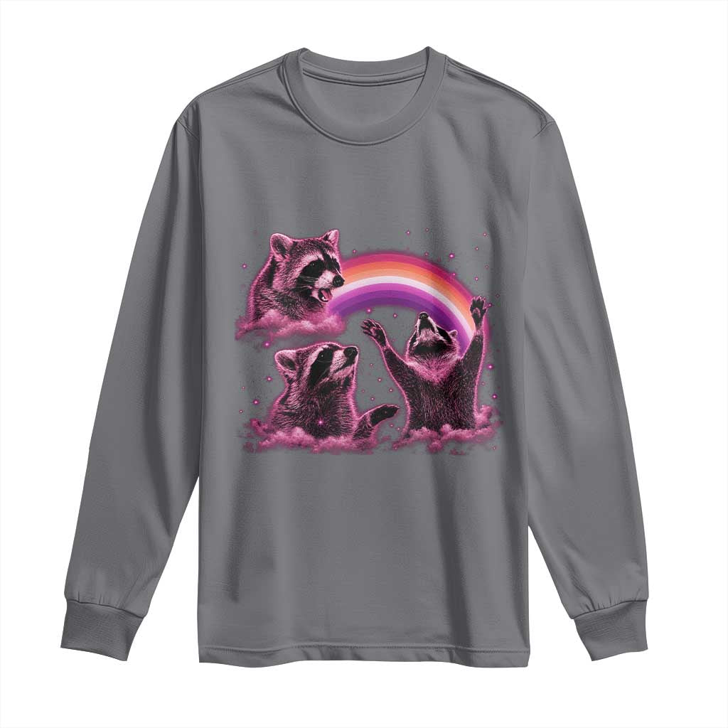 Funny Pink Raccoon Live Laugh Long Sleeve Shirt Lesbian Pride Month