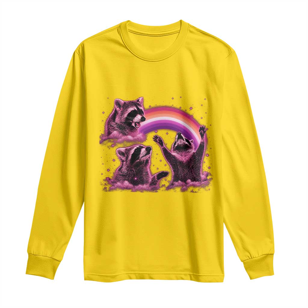 Funny Pink Raccoon Live Laugh Long Sleeve Shirt Lesbian Pride Month
