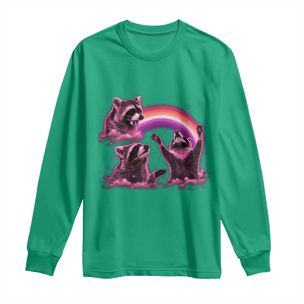 Funny Pink Raccoon Live Laugh Long Sleeve Shirt Lesbian Pride Month