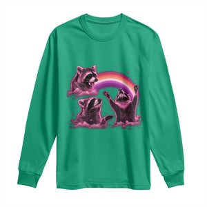 Funny Pink Raccoon Live Laugh Long Sleeve Shirt Lesbian Pride Month