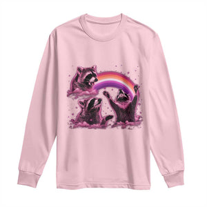 Funny Pink Raccoon Live Laugh Long Sleeve Shirt Lesbian Pride Month