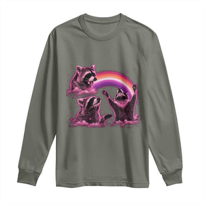 Funny Pink Raccoon Live Laugh Long Sleeve Shirt Lesbian Pride Month