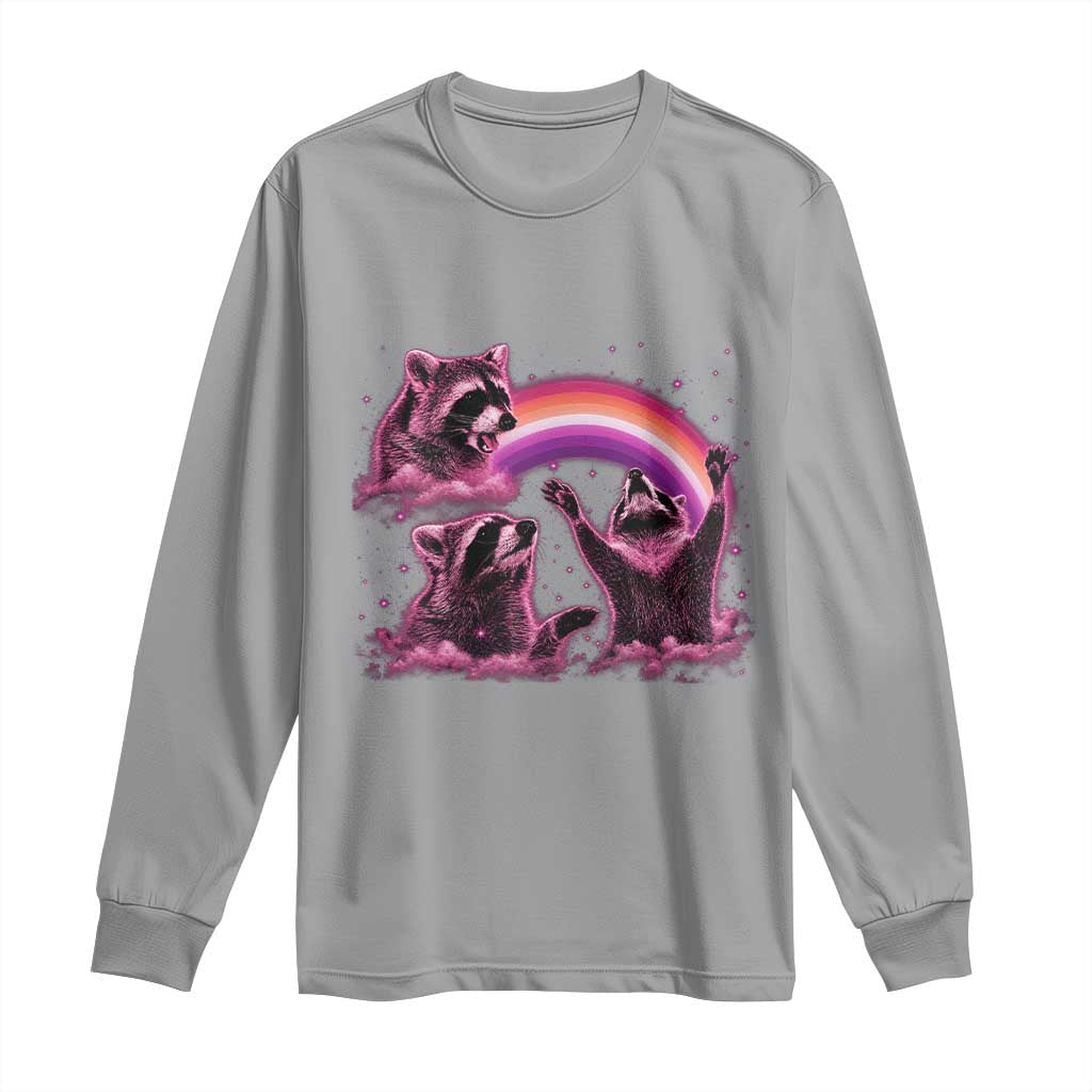 Funny Pink Raccoon Live Laugh Long Sleeve Shirt Lesbian Pride Month