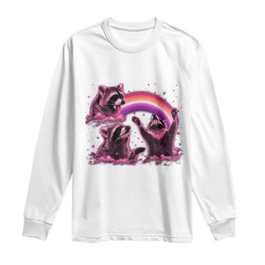 Funny Pink Raccoon Live Laugh Long Sleeve Shirt Lesbian Pride Month