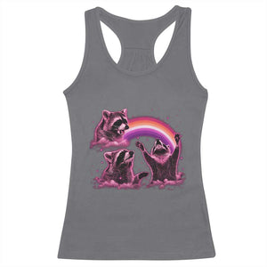 Funny Pink Raccoon Live Laugh Racerback Tank Top Lesbian Pride Month
