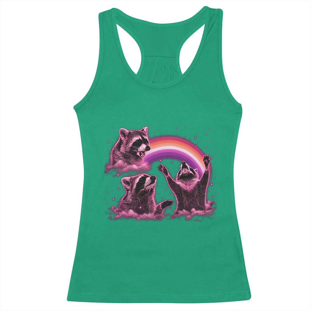 Funny Pink Raccoon Live Laugh Racerback Tank Top Lesbian Pride Month