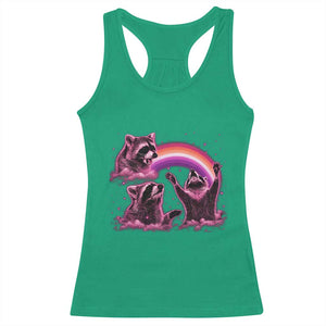 Funny Pink Raccoon Live Laugh Racerback Tank Top Lesbian Pride Month