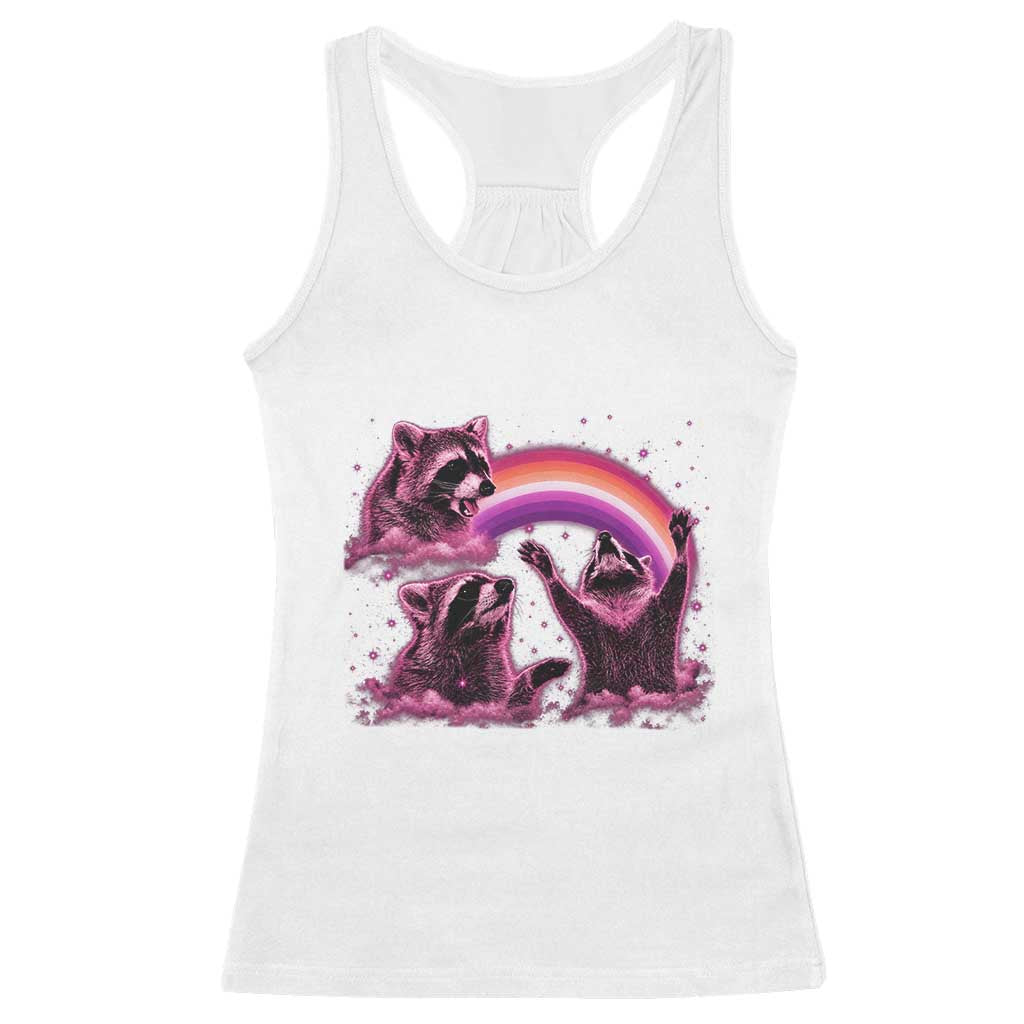 Funny Pink Raccoon Live Laugh Racerback Tank Top Lesbian Pride Month